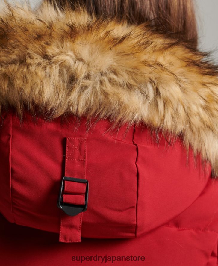 エベレスト フード付きパファーボンバージャケット 女性 Superdry 衣類 赤 2J62PZ3676