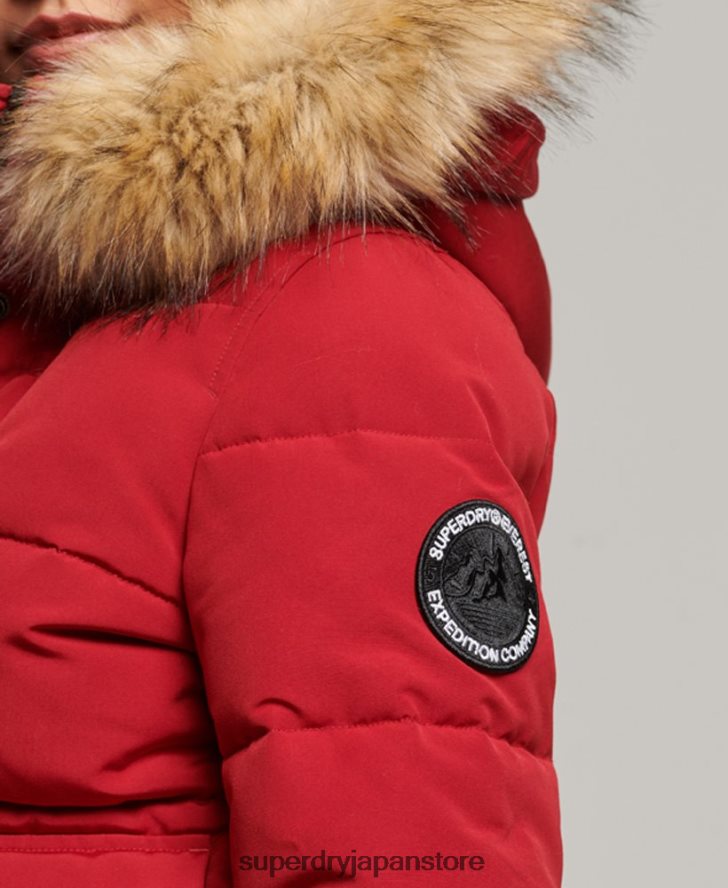 エベレスト フード付きパファーボンバージャケット 女性 Superdry 衣類 赤 2J62PZ3676
