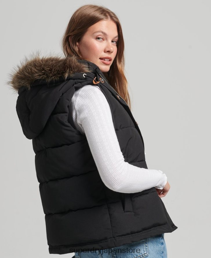 エベレスト フェイクファージレ 女性 Superdry 衣類 黒 2J62PZ3677