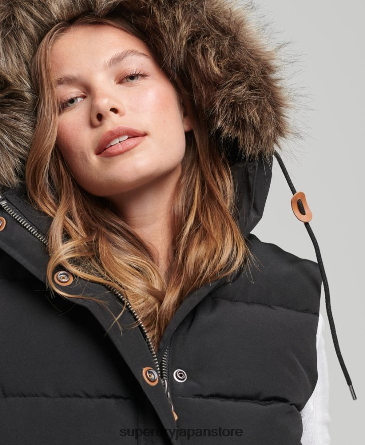エベレスト フェイクファージレ 女性 Superdry 衣類 黒 2J62PZ3677