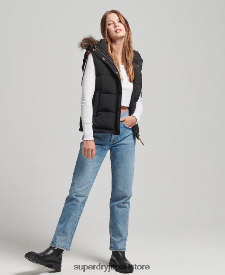 エベレスト フェイクファージレ 女性 Superdry 衣類 黒 2J62PZ3677