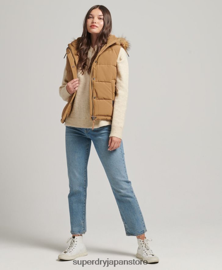 エベレスト フェイクファージレ 女性 Superdry 衣類 茶色 2J62PZ3678
