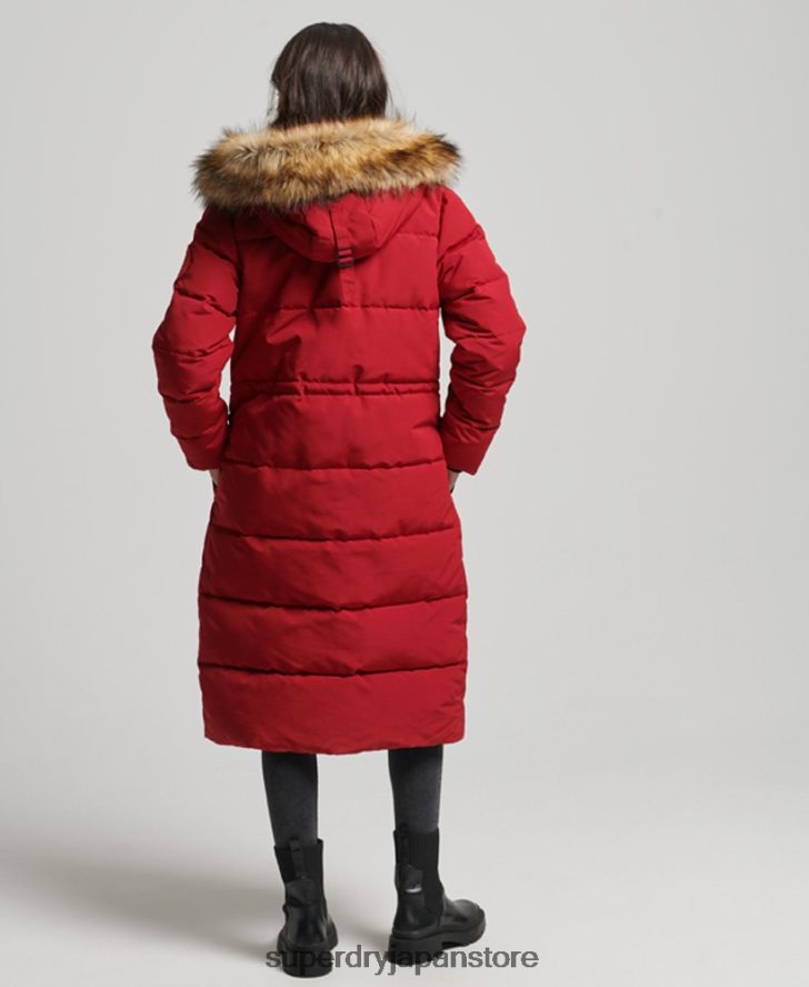 延縄フェイクファーエベレストコート 女性 Superdry 衣類 赤 2J62PZ3682