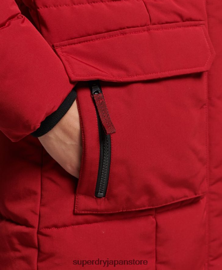 延縄フェイクファーエベレストコート 女性 Superdry 衣類 赤 2J62PZ3682