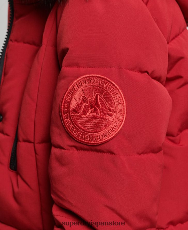 延縄フェイクファーエベレストコート 女性 Superdry 衣類 赤 2J62PZ3682