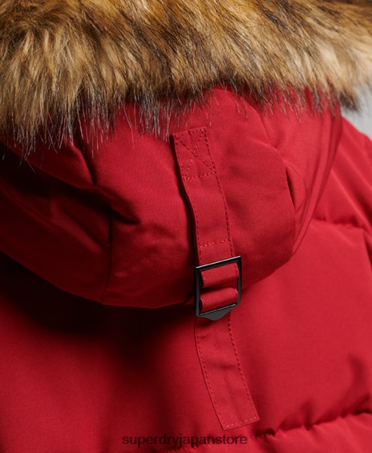 延縄フェイクファーエベレストコート 女性 Superdry 衣類 赤 2J62PZ3682