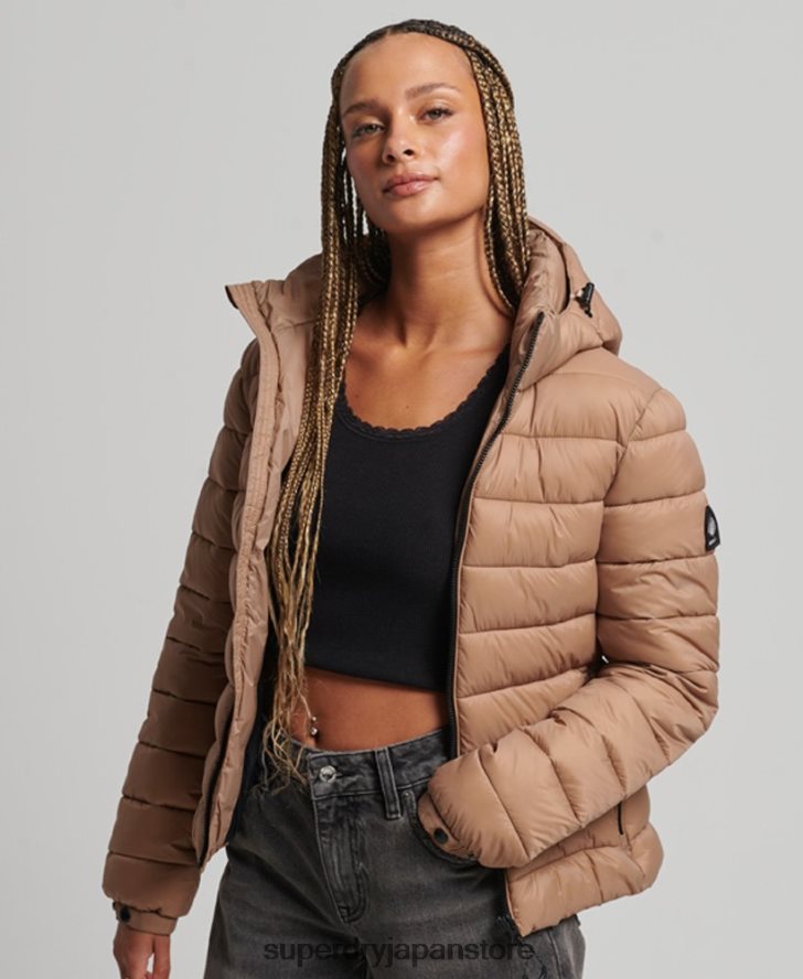 フード付きクラシックパファージャケット 女性 Superdry 衣類 茶色 2J62PZ3686