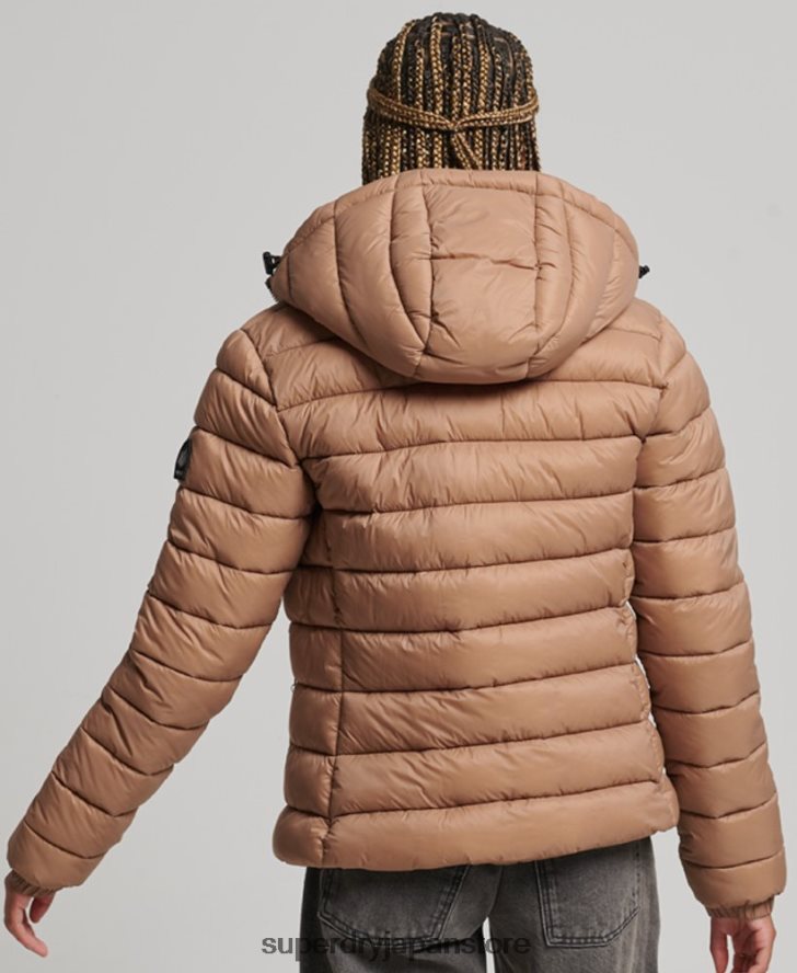 フード付きクラシックパファージャケット 女性 Superdry 衣類 茶色 2J62PZ3686