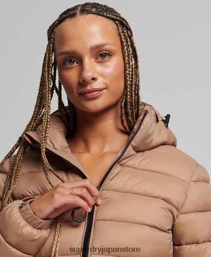 フード付きクラシックパファージャケット 女性 Superdry 衣類 茶色 2J62PZ3686