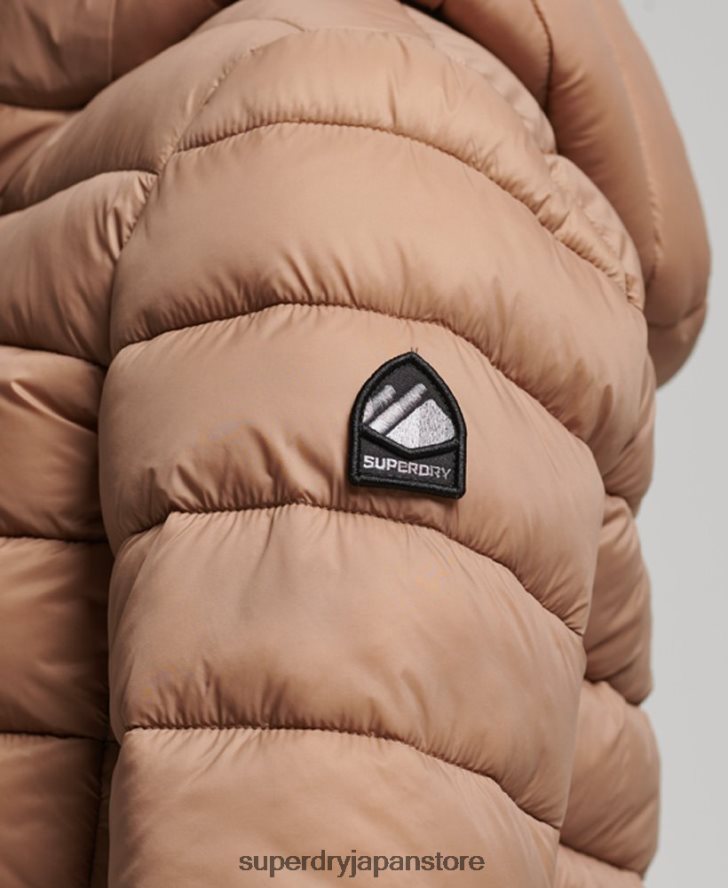 フード付きクラシックパファージャケット 女性 Superdry 衣類 茶色 2J62PZ3686