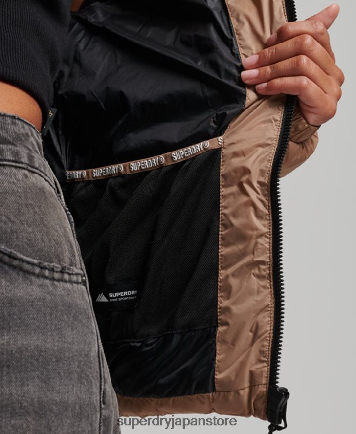 フード付きクラシックパファージャケット 女性 Superdry 衣類 茶色 2J62PZ3686