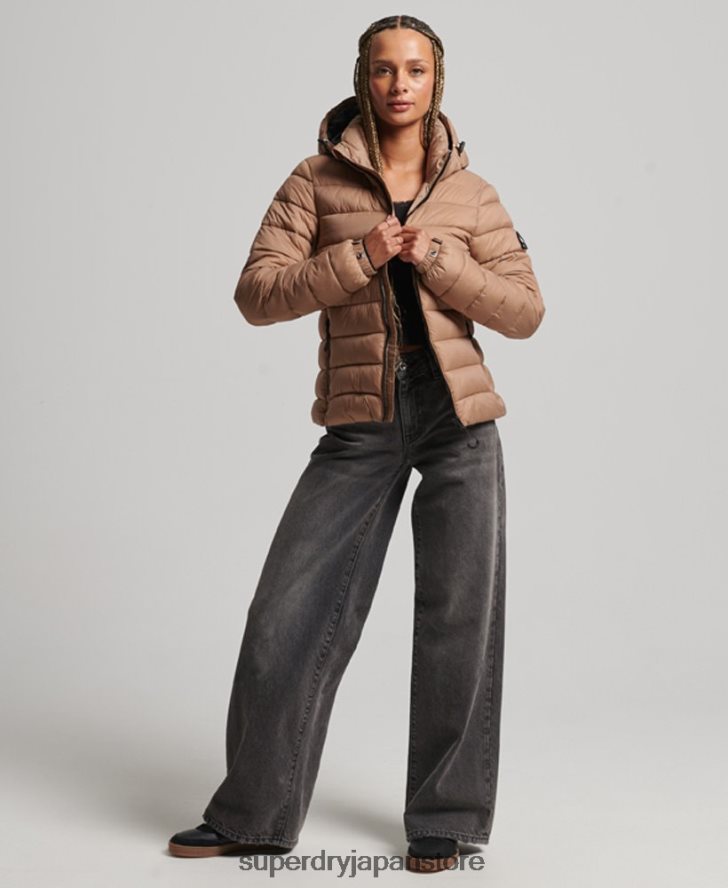 フード付きクラシックパファージャケット 女性 Superdry 衣類 茶色 2J62PZ3686