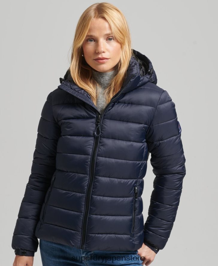 フード付きクラシックパファージャケット 女性 Superdry 衣類 海軍 2J62PZ3687