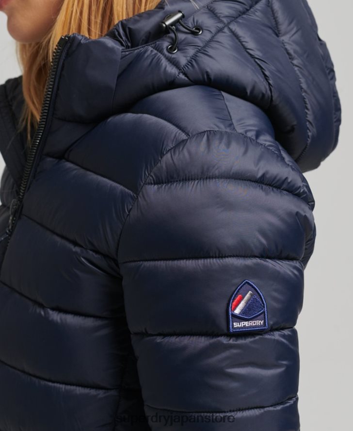 フード付きクラシックパファージャケット 女性 Superdry 衣類 海軍 2J62PZ3687