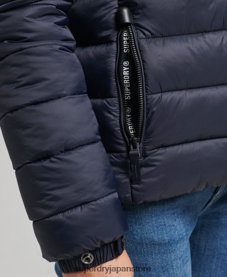 フード付きクラシックパファージャケット 女性 Superdry 衣類 海軍 2J62PZ3687