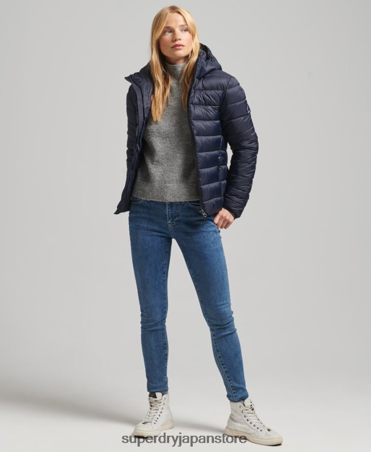 フード付きクラシックパファージャケット 女性 Superdry 衣類 海軍 2J62PZ3687