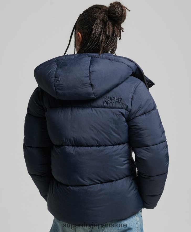 フード付きリップストップ パファージャケット 女性 Superdry 衣類 海軍 2J62PZ3689