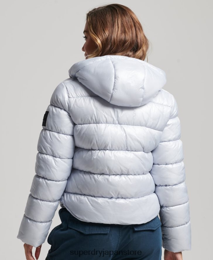 フード付きシャインスポーツパファージャケット 女性 Superdry 衣類 ライトブルー 2J62PZ3690