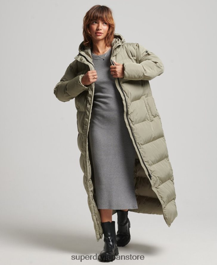 フード付きマキシダウンコート 女性 Superdry 衣類 カーキ 2J62PZ3693