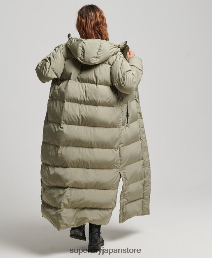 フード付きマキシダウンコート 女性 Superdry 衣類 カーキ 2J62PZ3693