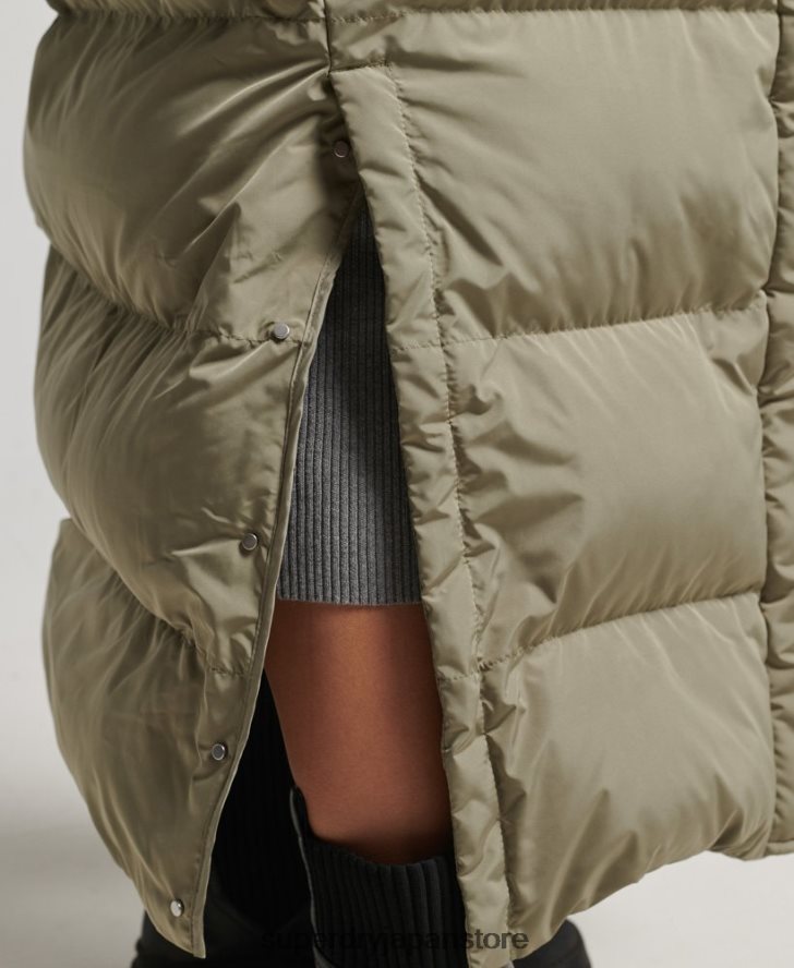 フード付きマキシダウンコート 女性 Superdry 衣類 カーキ 2J62PZ3693