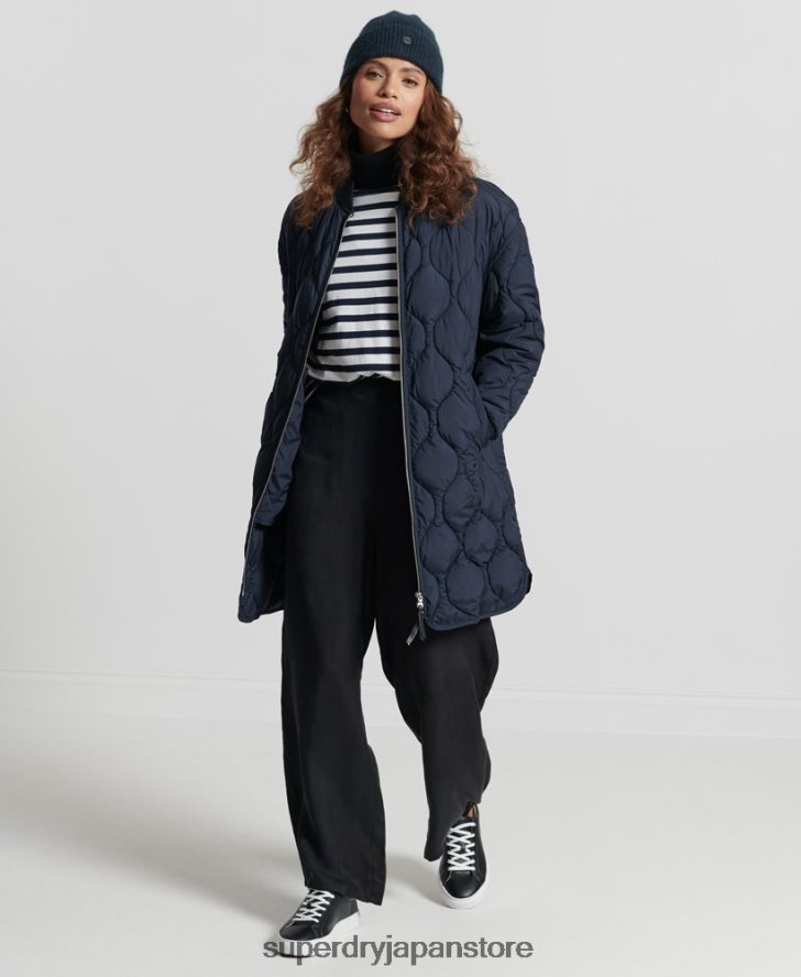 スタジオ ロングライン キルティング コート 女性 Superdry 衣類 海軍 2J62PZ3694