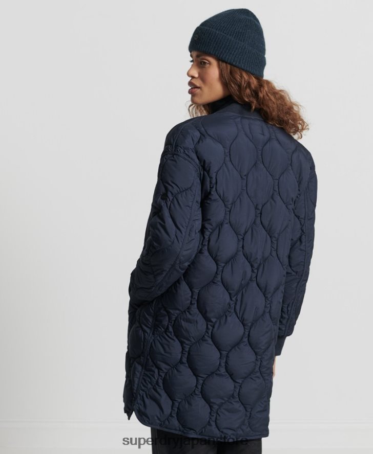 スタジオ ロングライン キルティング コート 女性 Superdry 衣類 海軍 2J62PZ3694