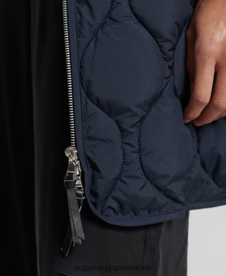 スタジオ ロングライン キルティング コート 女性 Superdry 衣類 海軍 2J62PZ3694