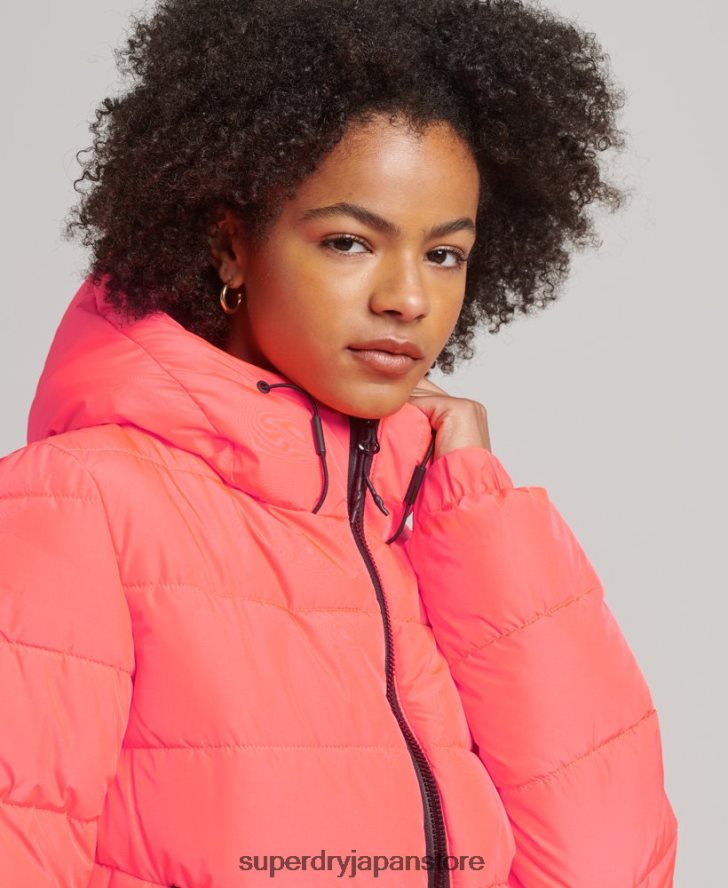 フード付きスピリットスポーツダウンジャケット 女性 Superdry 衣類 コーラル 2J62PZ3698