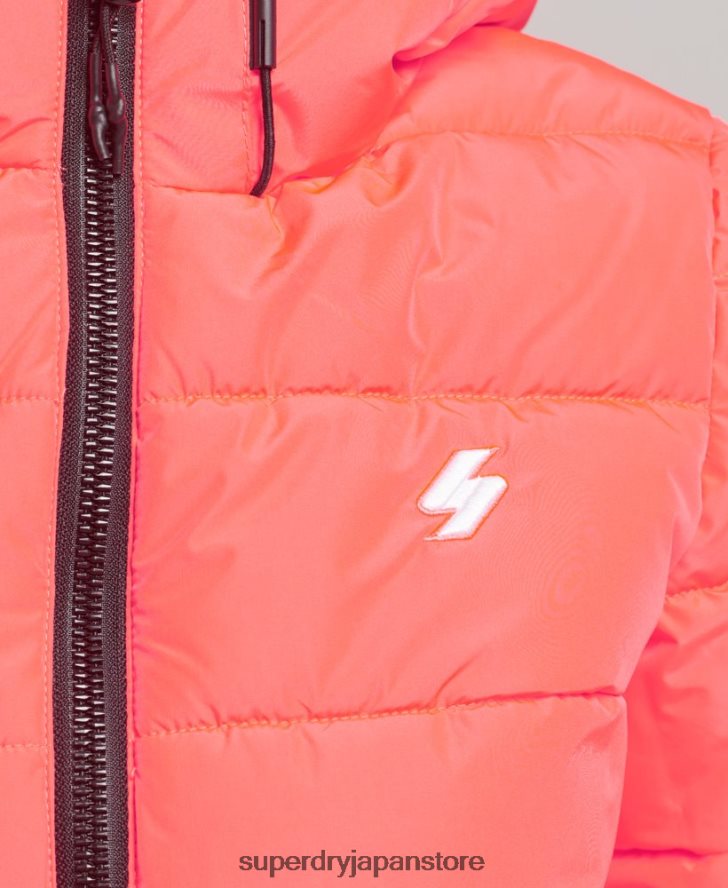フード付きスピリットスポーツダウンジャケット 女性 Superdry 衣類 コーラル 2J62PZ3698
