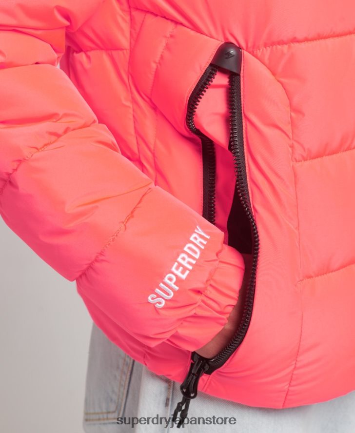 フード付きスピリットスポーツダウンジャケット 女性 Superdry 衣類 コーラル 2J62PZ3698