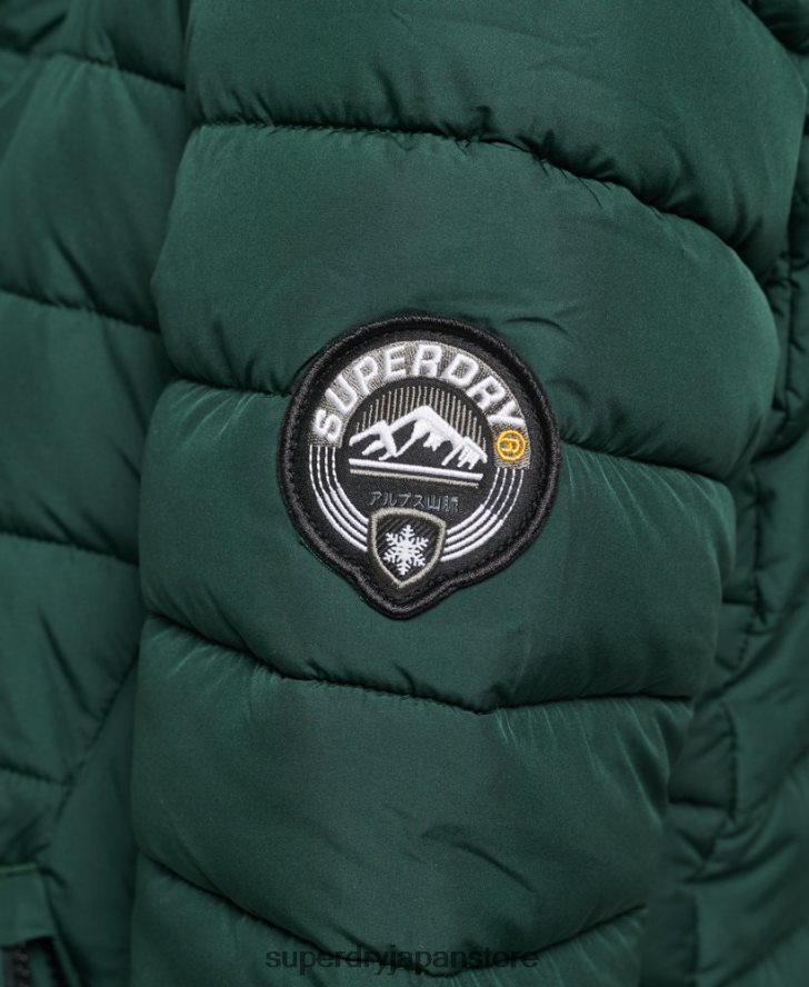 フェイクファーフード付き延縄ライトパッド入りパファーコート 女性 Superdry 衣類 緑 2J62PZ3702