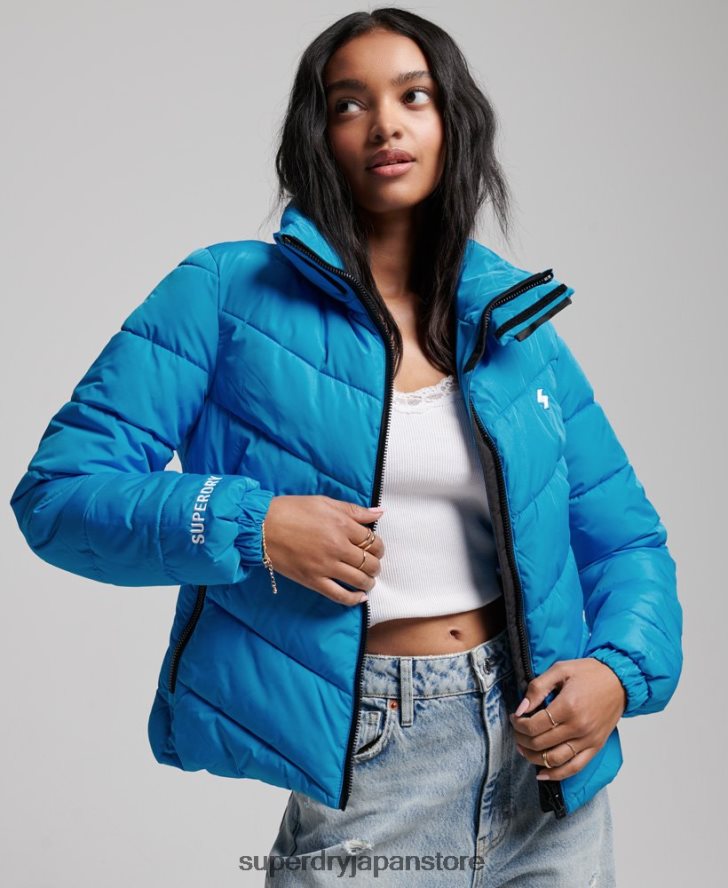 フードなしスポーツダウンジャケット 女性 Superdry 衣類 青 2J62PZ3705