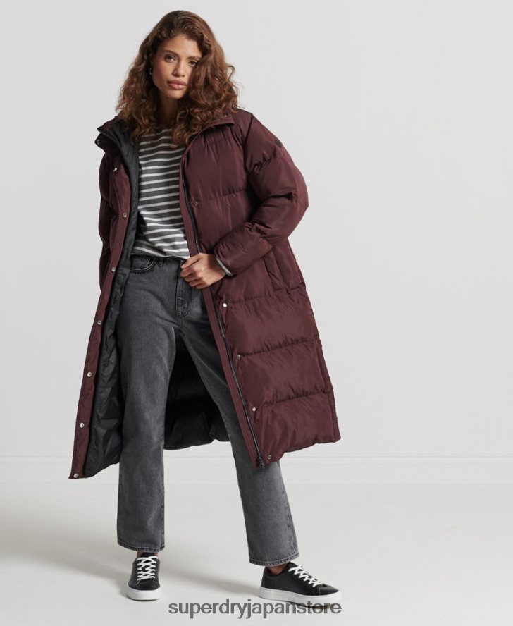 はえ縄羽毛布団コート 女性 Superdry 衣類 赤 2J62PZ3707
