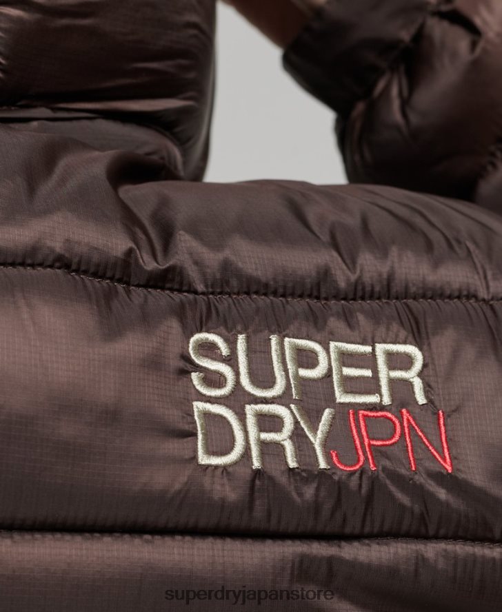 軽量クロップドスポーツパッド入りジャケット 女性 Superdry 衣類 茶色 2J62PZ3708