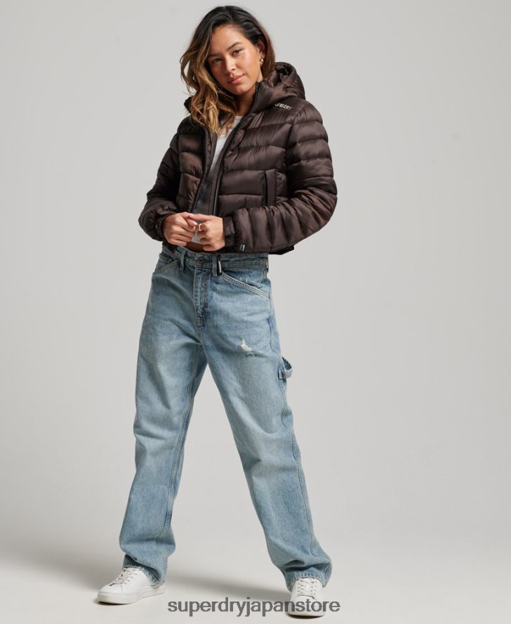 軽量クロップドスポーツパッド入りジャケット 女性 Superdry 衣類 茶色 2J62PZ3708