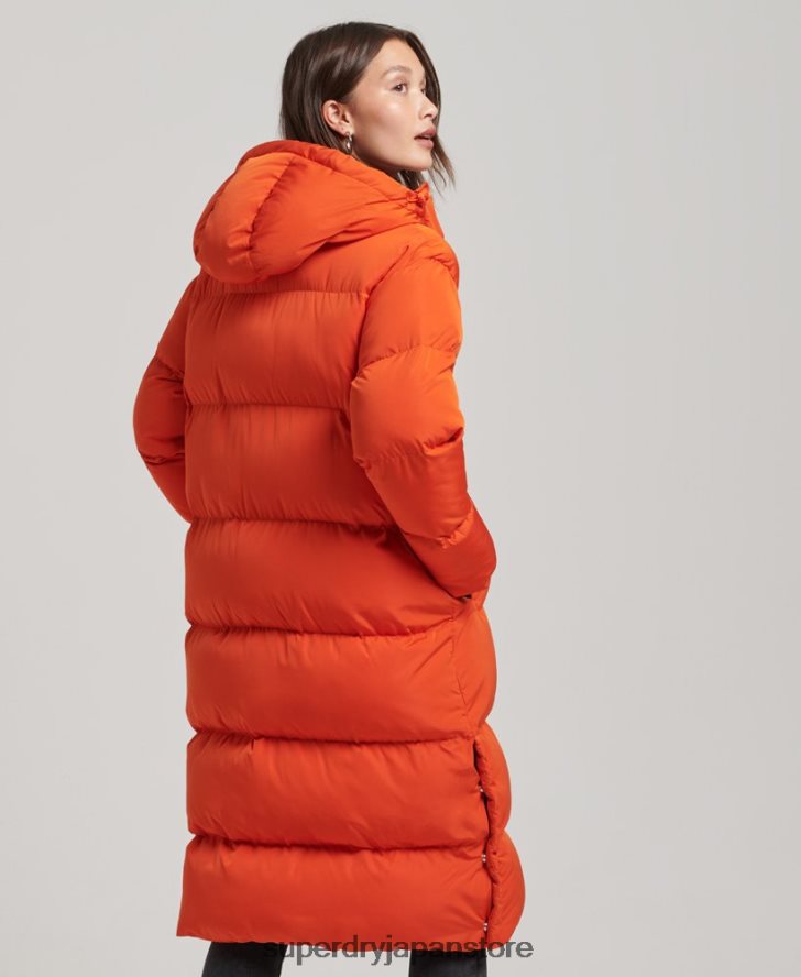 フード付き延縄フグコート 女性 Superdry 衣類 オレンジ 2J62PZ3710
