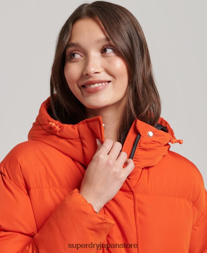 フード付き延縄フグコート 女性 Superdry 衣類 オレンジ 2J62PZ3710