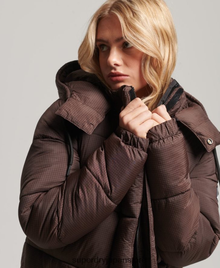 リップストップ延縄パファージャケット 女性 Superdry 衣類 茶色 2J62PZ3713