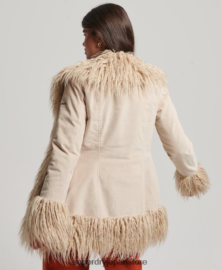 フェイクファー裏地付きアフガンコート 女性 Superdry 衣類 茶色 2J62PZ3721