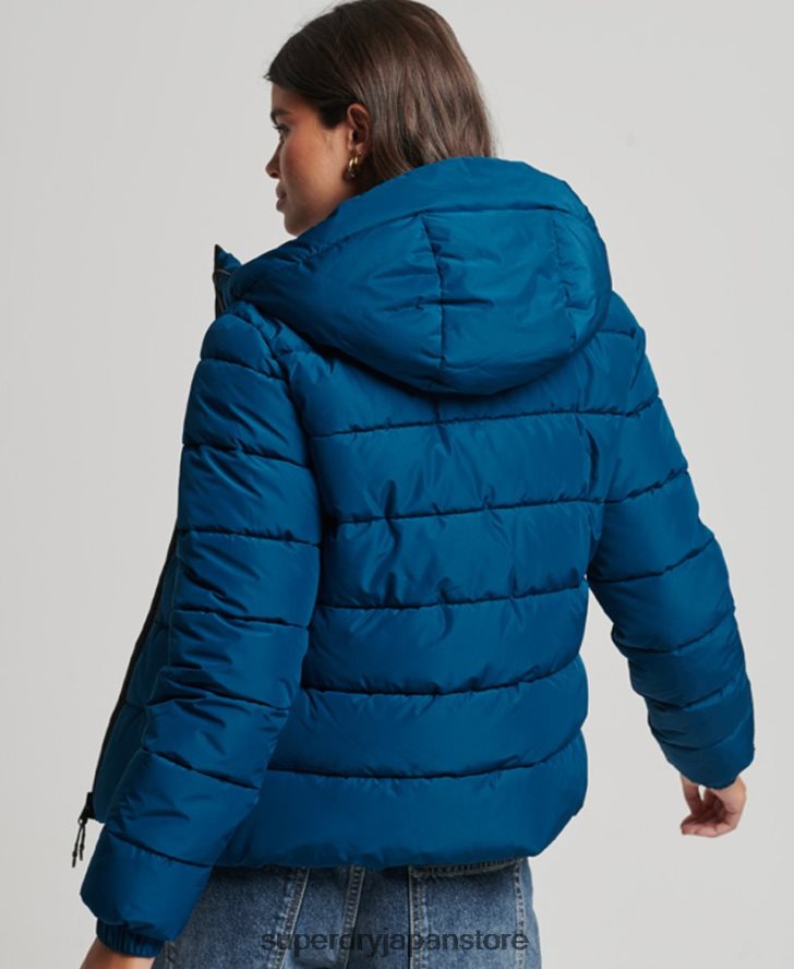 フード付きスピリットスポーツダウンジャケット 女性 Superdry 衣類 青 2J62PZ3723