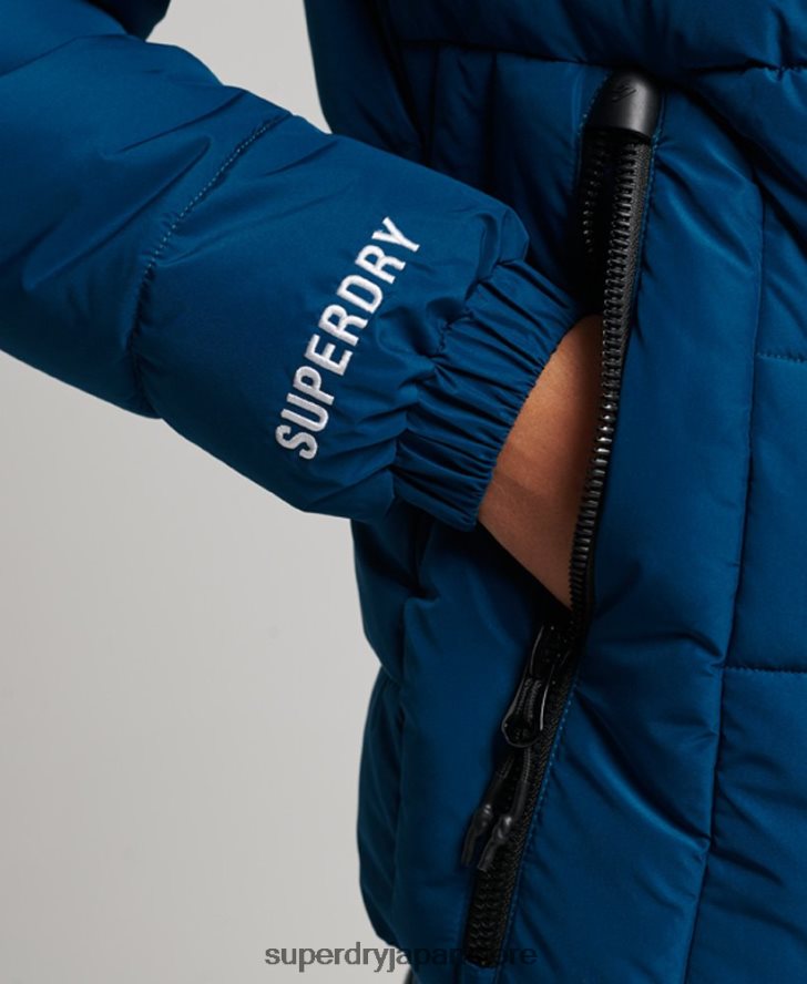 フード付きスピリットスポーツダウンジャケット 女性 Superdry 衣類 青 2J62PZ3723