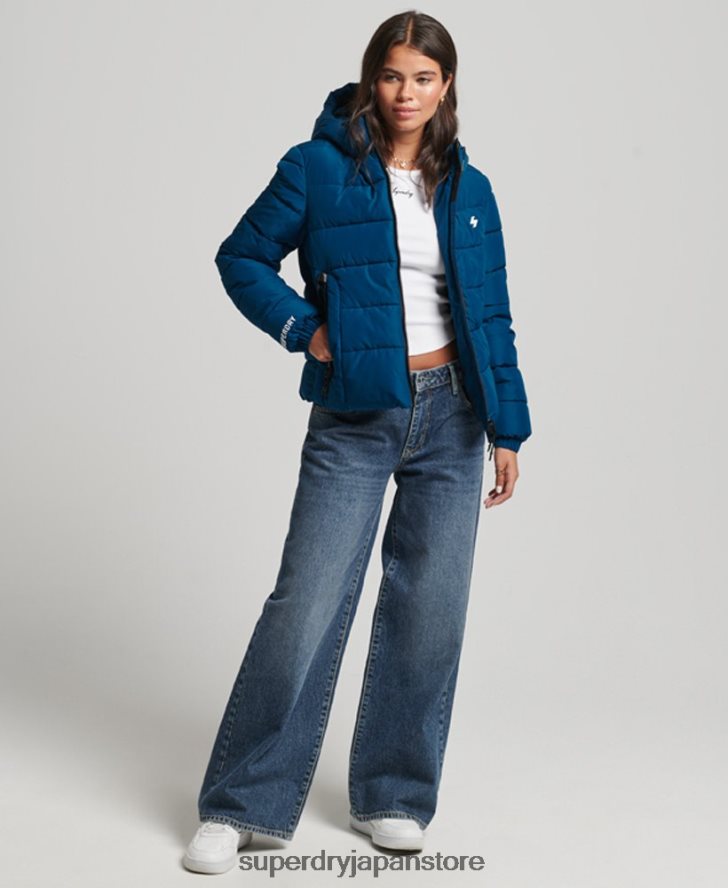 フード付きスピリットスポーツダウンジャケット 女性 Superdry 衣類 青 2J62PZ3723