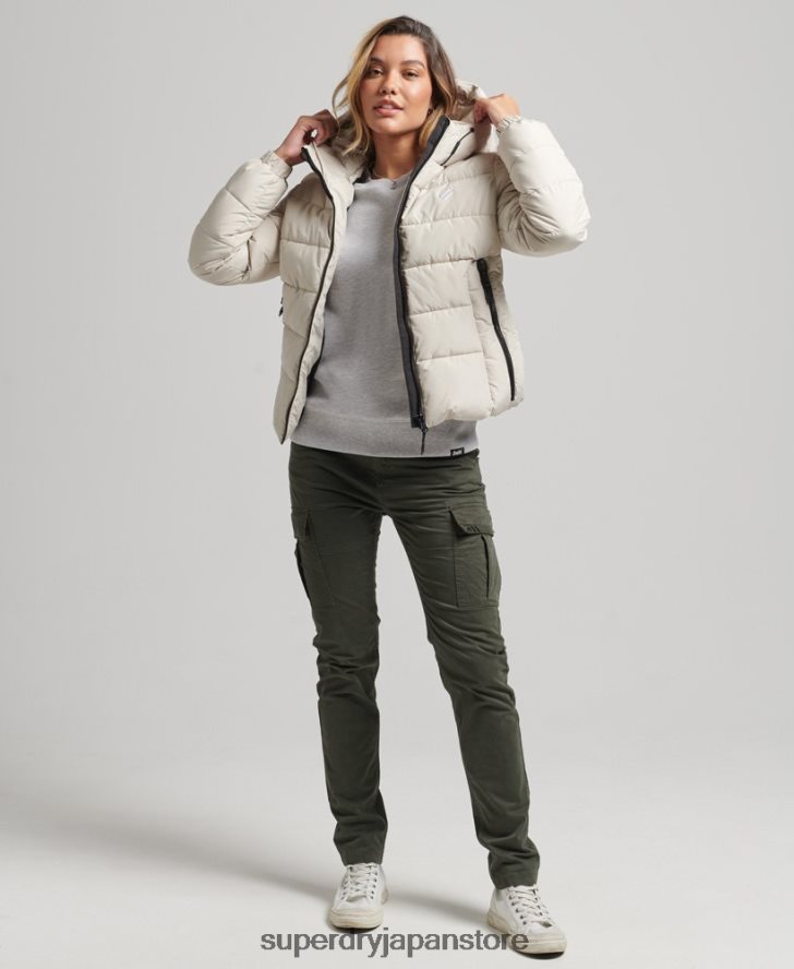 フード付きスピリットスポーツダウンジャケット 女性 Superdry 衣類 ベージュ 2J62PZ3725