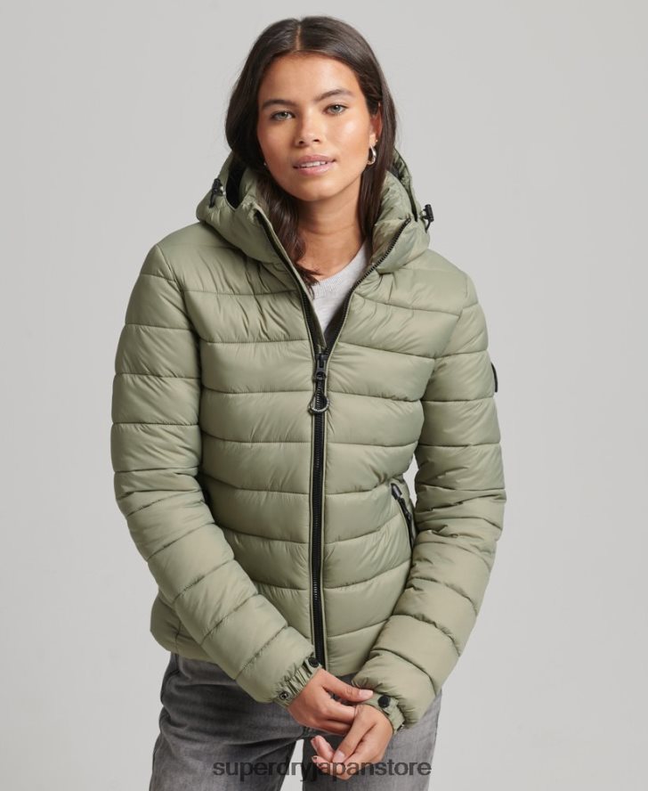 フード付きクラシックパファージャケット 女性 Superdry 衣類 カーキ 2J62PZ3730