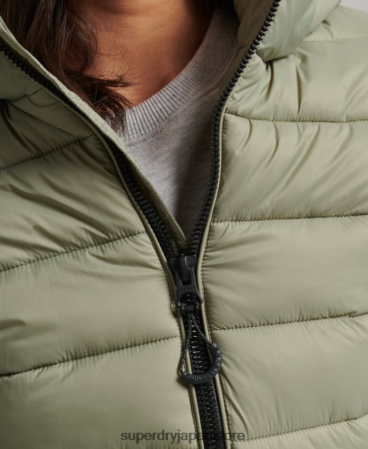 フード付きクラシックパファージャケット 女性 Superdry 衣類 カーキ 2J62PZ3730