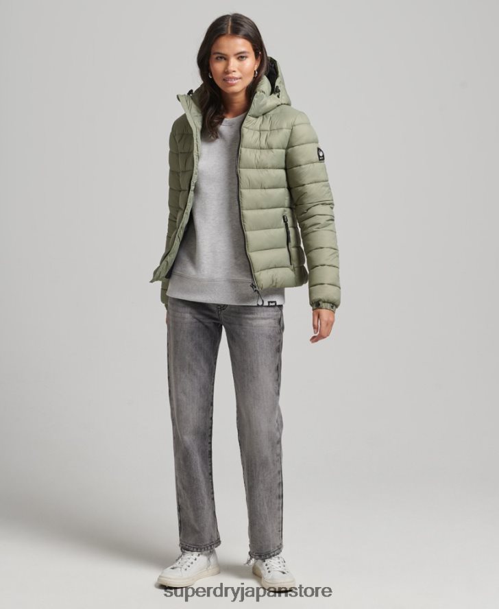 フード付きクラシックパファージャケット 女性 Superdry 衣類 カーキ 2J62PZ3730