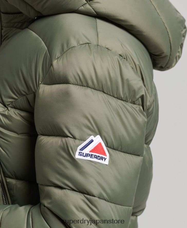 フジ クロップド フード付きジャケット 女性 Superdry 衣類 緑 2J62PZ3731