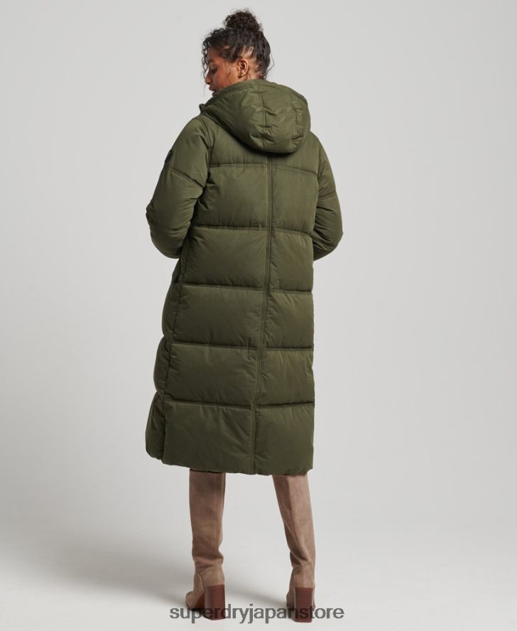 マイクロファイバー フード付きパファーコート 女性 Superdry 衣類 緑 2J62PZ3732