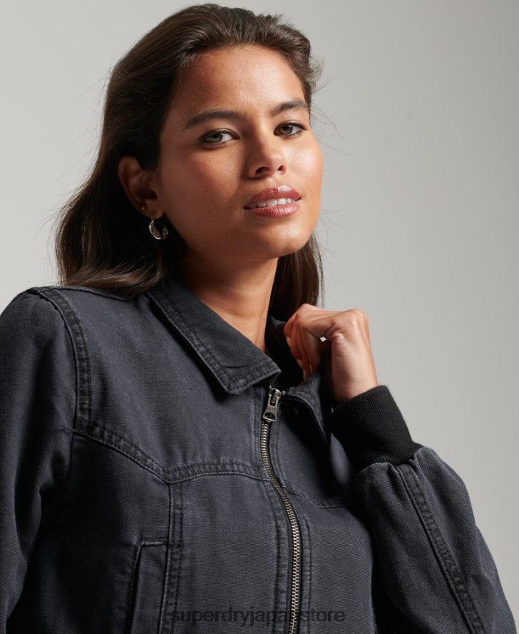 インディークラブ キャンバスジャケット 女性 Superdry 衣類 黒 2J62PZ3733